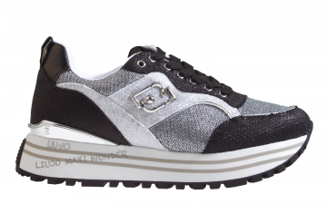 Liu Jo Maxi Wonder Glitter Silver/Black Sneaker
